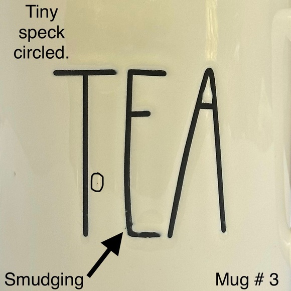 Rae Dunn TEA Mug White Teal Interior Black Large Letter Dimples NWT 2017 OG - Picture 3 of 13